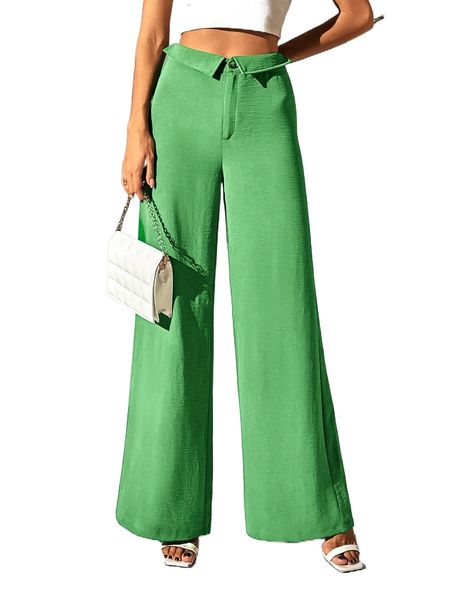 

asymmetrical waist wide leg pants c1fq#, Black;white