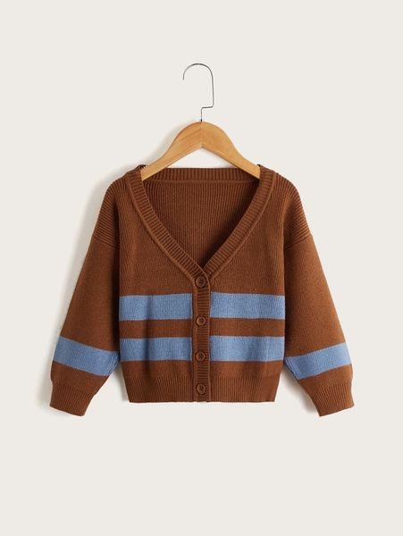 

toddler boys striped pattern drop shoulder cardigan she02, Blue