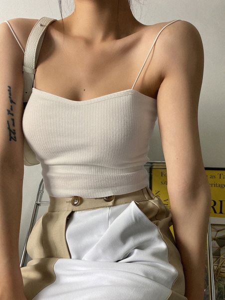 

dazy ribbed solid cami n1dr#, White