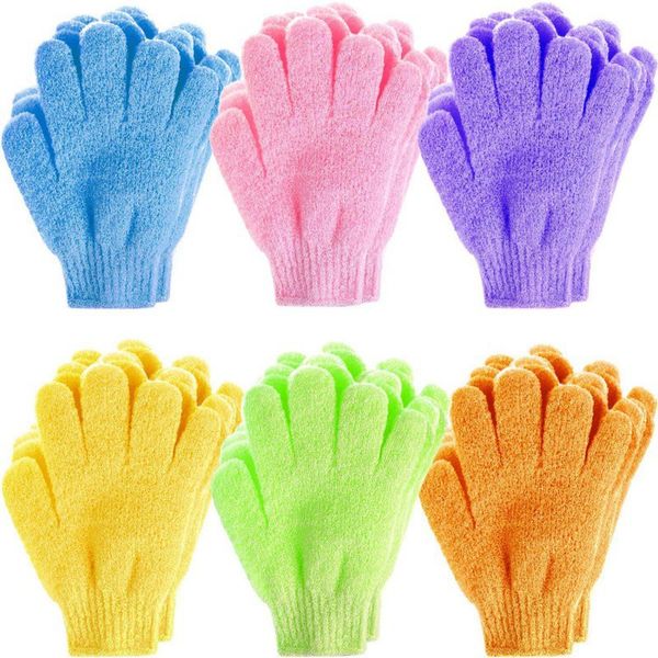 Оптовая новая пилинг -перчатка скруббер пять пальцев отшелушивающие загар для удаления ванны рукавицы мягкое волокно массаж ванные перчатки DH985
