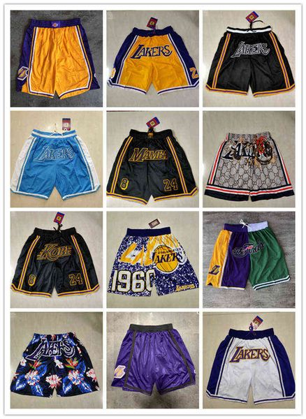 

los angeles''lakers''men throwback basketball shorts pocket purplekb1n, White;black