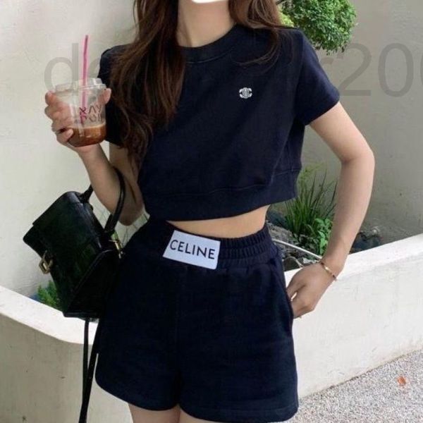 

women's tracksuits designer embroidered short elastic waist shorts casual suit women 2022 summer new lazy fashion duup, Gray