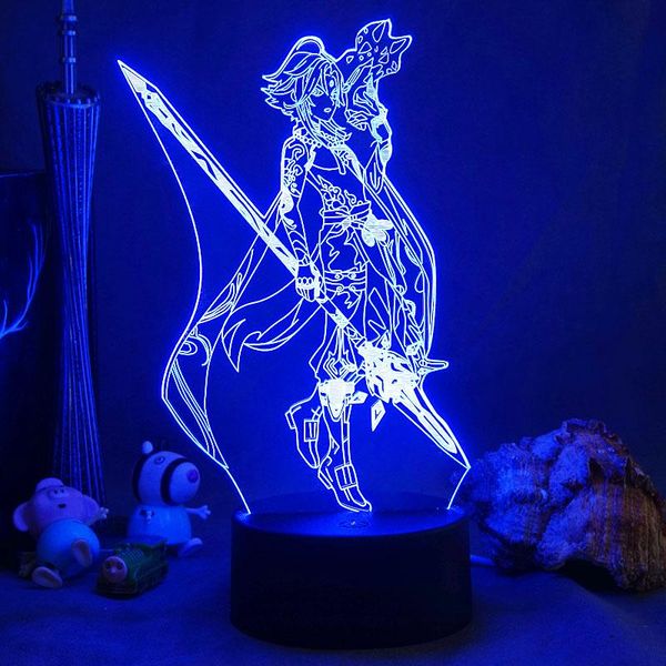 Luci notturne Genshin Impact Light 3D Illusion Lamp Gamer Decorazione da tavolo Led per l'arredamento della sala giochi Ragazzi Ragazze Regalo di compleannoNightNight