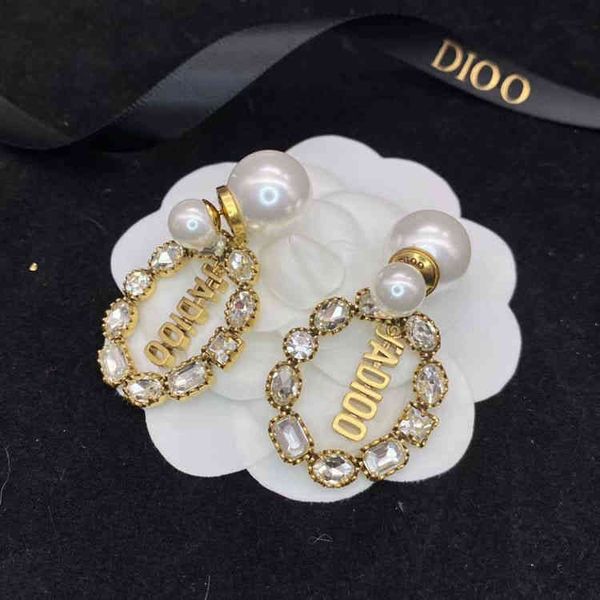 

fine jewellery ornament charm earring letter ring diamond earrings vintage temperament female earrings accessories, Golden