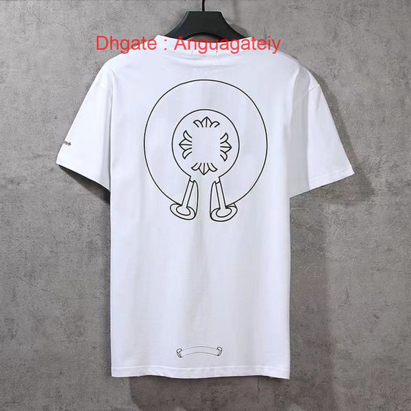 

summer men's ch t shirts brand man t-shirt luxury women cross sanskrit tees letter designer tshirts classic boy loose round neck shirt, White;black