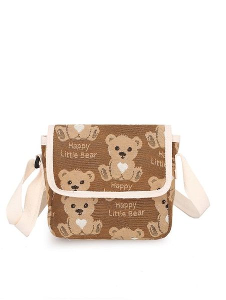 

kids letter & cartoon bear decor flap square bag she