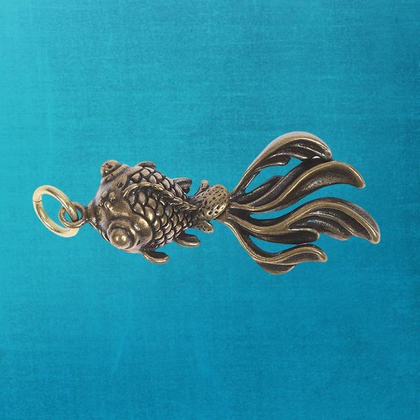 Schlüsselanhänger Messing Fisch Schlüsselanhänger Gusstierfigur Retro-Stil Metallskulptur Home Office Zimmer Desktop-Dekoration Sammeln Sie OrnamenteKeych