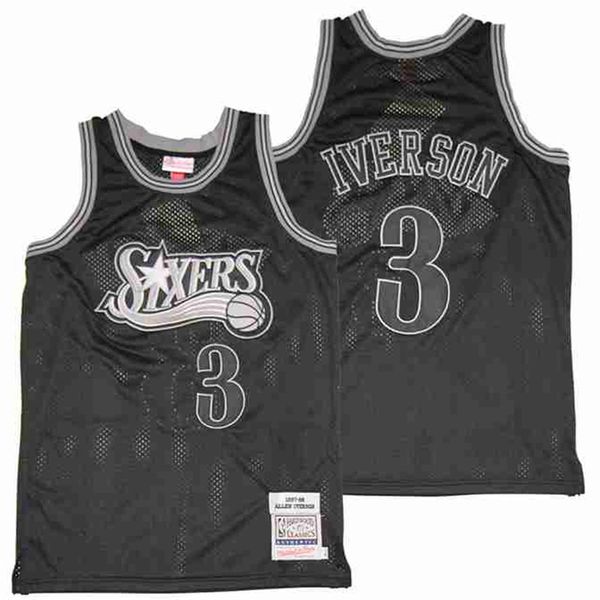 

movie basketball jerseys allen 3 iverson black jersey mens size s-xxl, Black;red