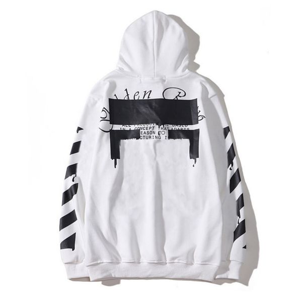 

mens fashion classic offs hoodies loose sweatshirts zipper hoodie cotton pullover long sleeved back oil paint arrow x men women hooded jack, Black