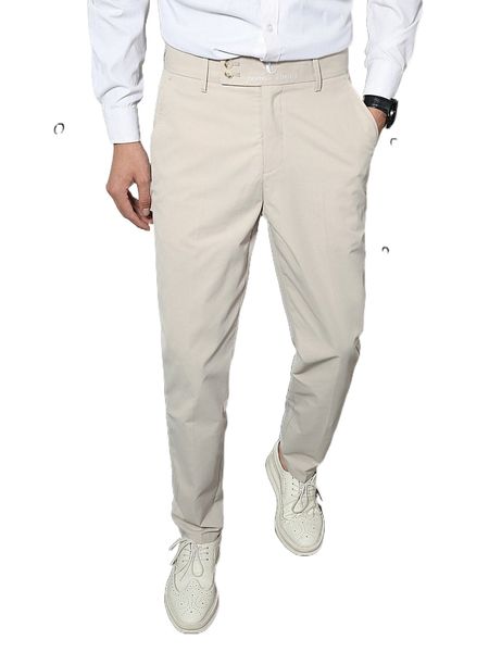 

men slant pocket tailored pants i6xx#, Black