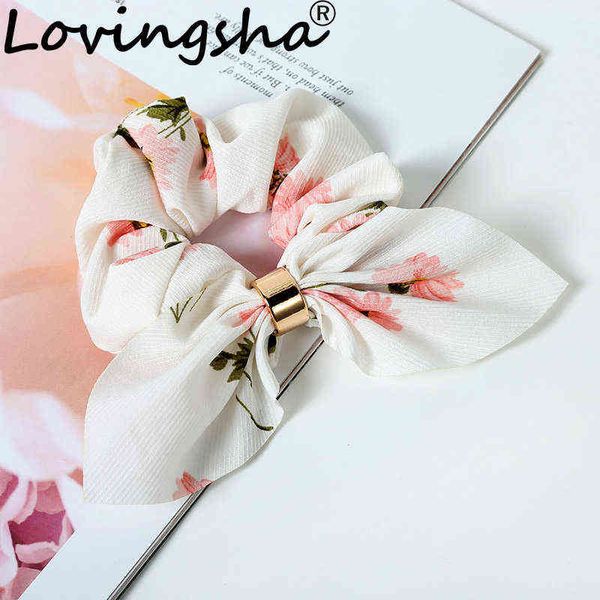 Liebesha Süße Kaninchenohr Blumenfrauen-Accessoires Elastisches Seil für Mädchen Gummiband-Krawatten-Haar-Scrunchies AA220323