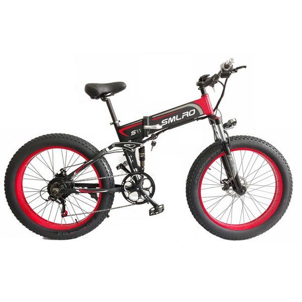 SMLRO S11 Elektrikli Bisiklet 10an 500W 7 Hız 48V 26 inç Yağ Tire Mens Dağ Elektrikli Bisiklet LCD Ekran Katlanır Ebike 40km/H