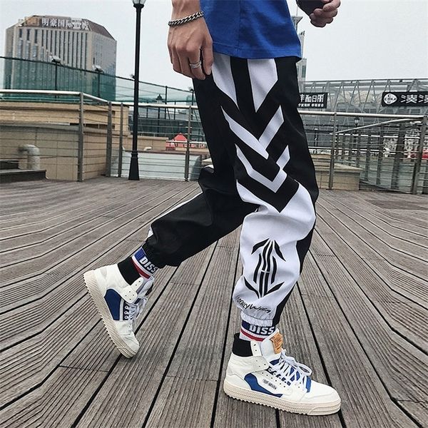 Streetwear Hip Hop Jogadores Calças Homens Solto Harem tornozelo Comprimento Calças Esporte Casual Sweatpants Branco Techwear 220330