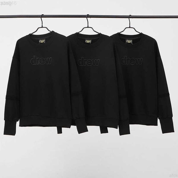 

2022 autumn and winter fashion br drew bieber same smiling face loose plush sweater men women couple round neck coat batch, Black
