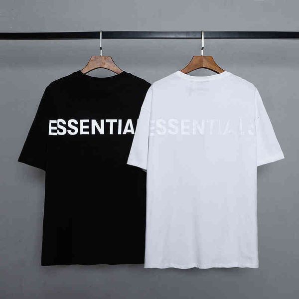 

essential reflective letter short sleeve summer men's casual trendy t shirts high street harajuku pullover elastic american breathable, White;black