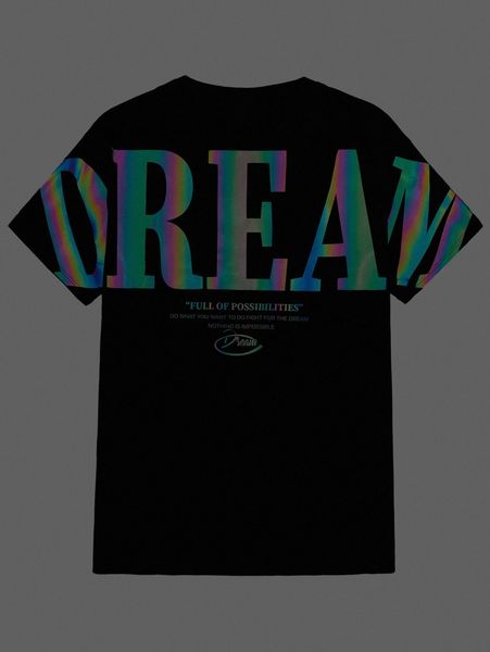 

men reflective letter graphic tee 48x3#, White;black