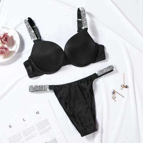 

gather brassiere suit bra sets girl smooth breathable underwear set adjustable female diamond underwear womens vs briefs bras q0715, Red;black
