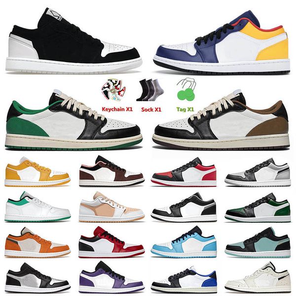 

2022 arrival mens basketball shoes 1 1s low diamond royal yellow dark mocha green shadow toe unc university blue jumpman for men women