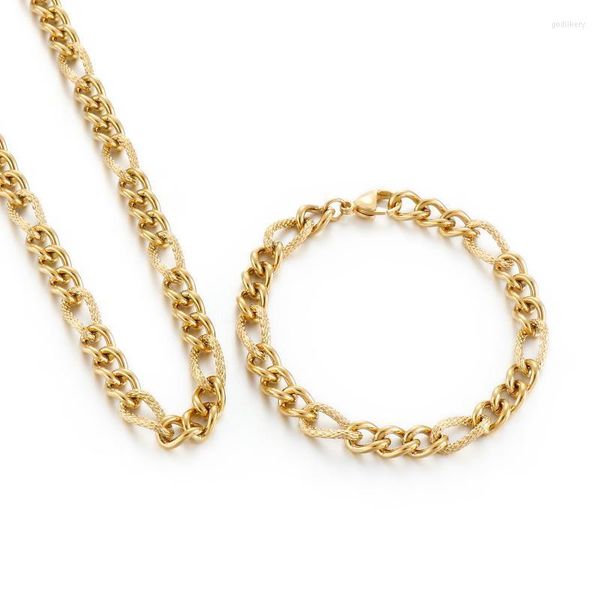 Catene 7mm Catena a maglia cubana Collana Bracciale Uomo Donna Acciaio inossidabile Multi-SizeChains Godl22