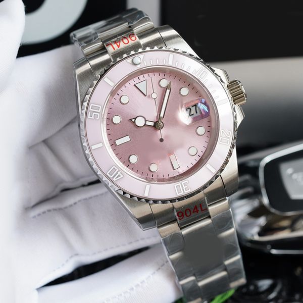 

pink women's luxury watch 40mm automatic mechanical men's designer wristwatches stainless steel strap sapphire mirror luminous cal, Slivery;brown