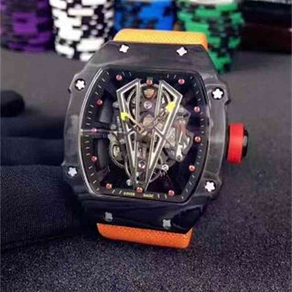 

watches wristwatch designer luxury mens mechanics watch richa milles wristwatch brand black ntpt carbon fiber skeleton automatic orange can, Slivery;golden