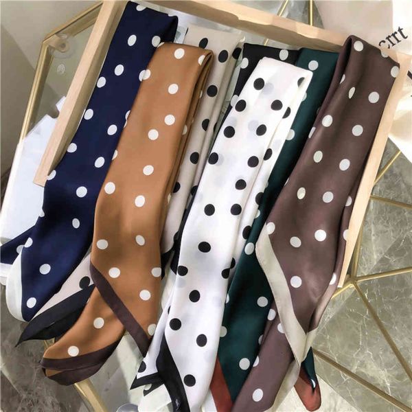 

2021 spring and autumn 70 small square scarves south korea wave point women's scarves versatile decorative arts professional stewardess, Blue;gray