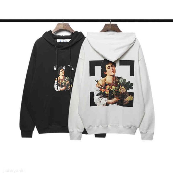 

2022 fashion long sleeves hoodie sweatshirt off style ith arrows black white womans mans casual clothing oversize ow high street