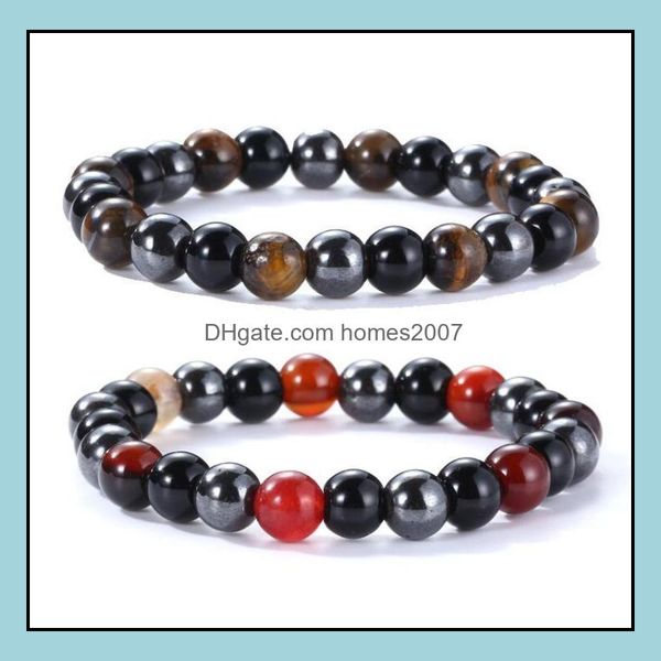 

selling bracelet tigers eye agate 8 mm magnet natural stone jewelry the gift for valentines day 2 pcs/set drop delivery 2021 beaded st, Black