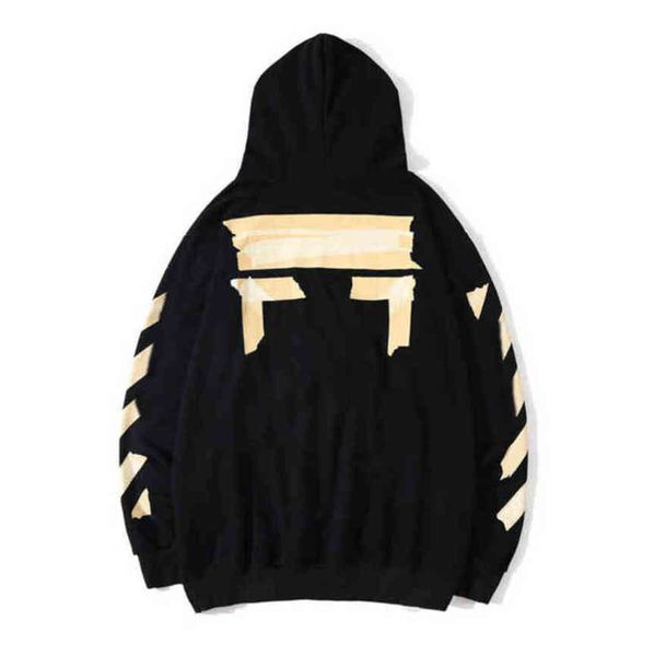 

mens loose offs hoodies brand classic sweatshirts hoodie cotton pullover long sleeved back oil paint arrow x women hooded black white jacke
