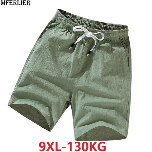 Sommer Männer Leinen Baumwolle Shorts chinesischen Stil plus Größe große 6XL 7XL 8XL 9XL Shorts Casual Männer Home Stretch Shorts grün Orange 48 T200512