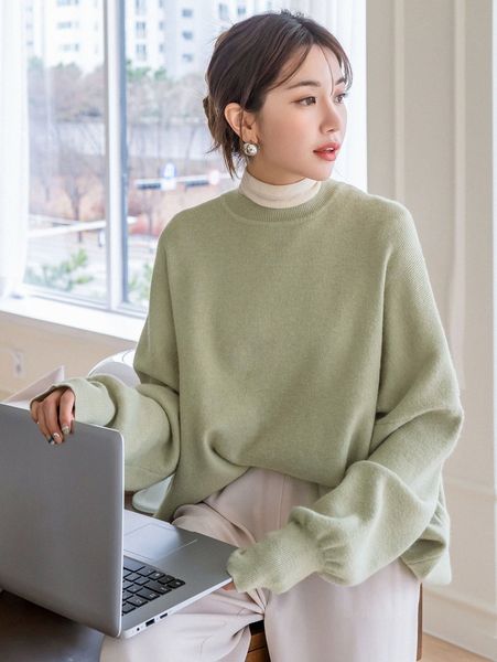 

dazy solid drop shoulder oversized sweater y6r2#, White;black