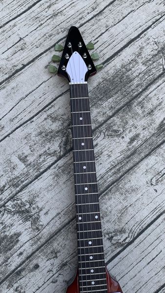 

custom dark red 70s v electric guitar mahogany body