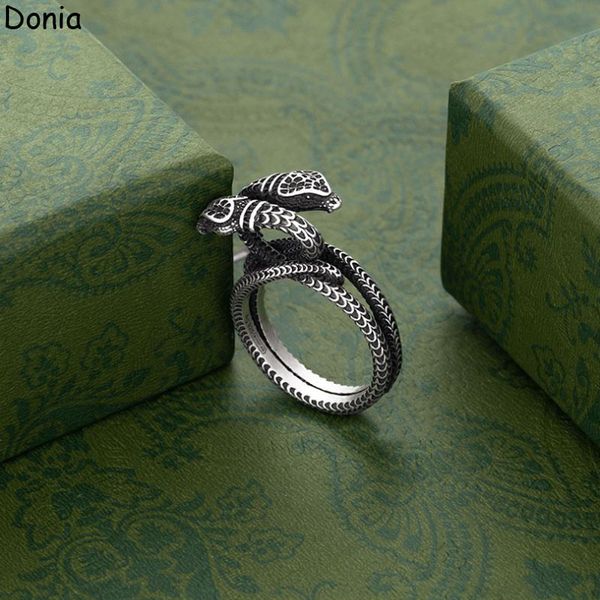 

donia jewelry luxury ring retro double-headed snake silver inlaid zircon european and american fashion handmade designer with box