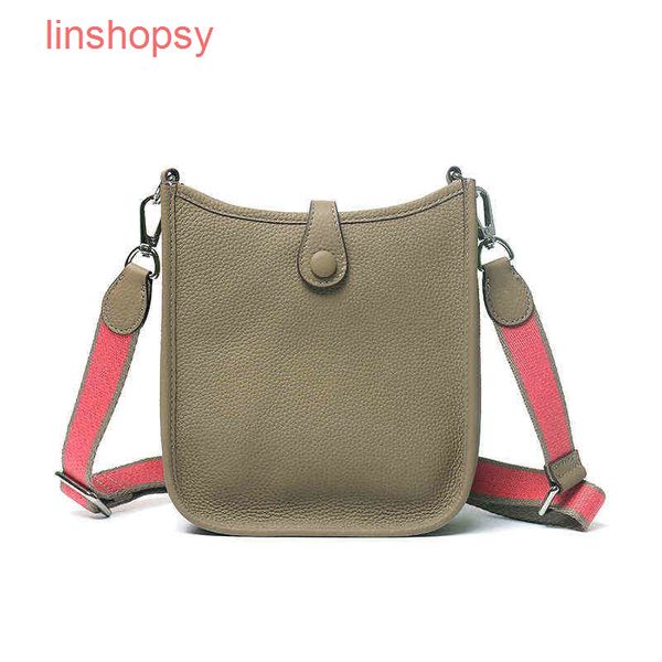 

designer herme bags first layer cow leather evelyn messenger bag togo litchi pattern h hollow bucke