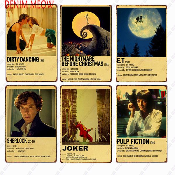 

vintage classic movie tv show metal plate e.t retro anime poster wall art painting metal sign famous movie cover room dec