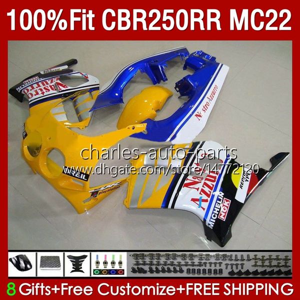 Einspritzverkleidungen für HONDA CBR250RR 1990 1991 1992 1995 1996 1997 1998 1999 131No.107 Gelb blau MC22 CBR250 CBR 250RR 250 RR CC 250CC 90 91 92 93 94 95 96 97 98 99 Körper