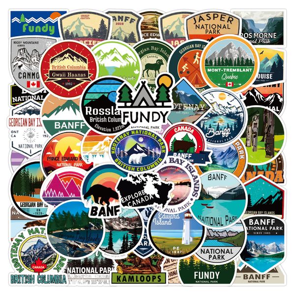 

50 pcs canadian national park outdoor scenery sticker pack for diy lapkids water bottle guitar car skateboard luggage decal stickers waterpr