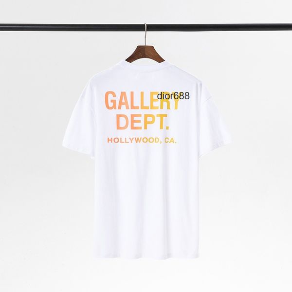 

many stars with the same letter galery dept gradient printed round neck short sleeve t-shirt for men and women, White;black