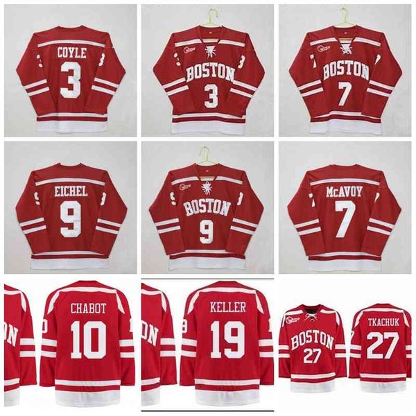 

c202 boston university hockey 9 jack eichel 7 charlie mcavoy 3 charlie coyle clayton keller diffley thomas chabot brady tkachuck ncaa jersey, Black