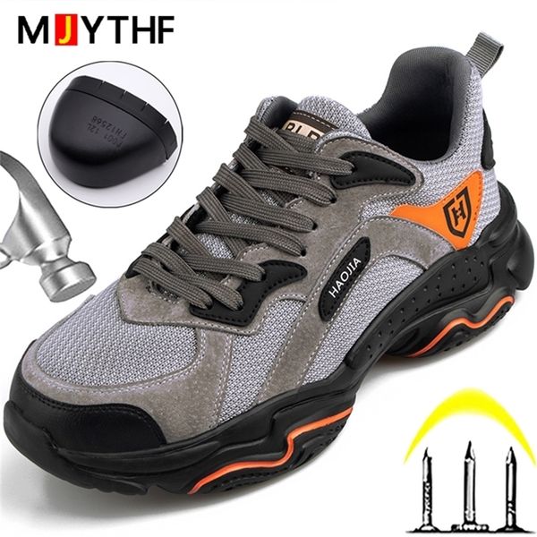

mjythf male lightweight work sneakers steel toe shoes security boots anti-smash safety shoes men boots indestructible shoes 220616, Black;brown
