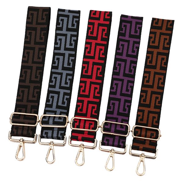 

women's bag shoulder strap color letters nylon cotton bag belt lengthening and wide leather replacement, Black