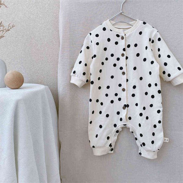 

2021 autumn new baby girl clothes dot newborn romper cotton newborn jumpsuit korean infant outfits g220510, Blue