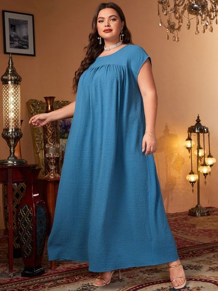 

plus ruched scoop neck dress without belt y8nt#, Black