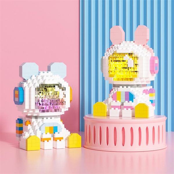 

520pcs aerospace astronaut building blocks pink blue astronaut figures micro diamond block bricks diy toys for children 220816