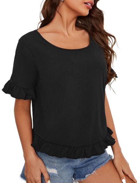 

s.coop n.eck r.uffle trim tee r5cq#, White