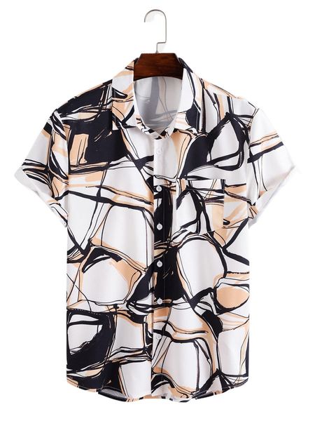 

men random allover print shirt o7c0#, White;black