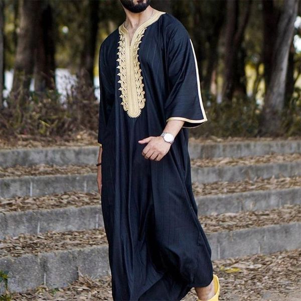 

ethnic clothing muslim men jubba thobe long sleeve islamic printed v-neck kimono robe abaya caftan dubai arab dress shirtsethnic, Red