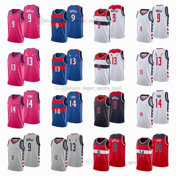 

printed 2022 city basketball jerseys 13 thomas deni 9 avdija isaiah 14 todd jersey color white blue red mens size:xs-xxl, Black;red