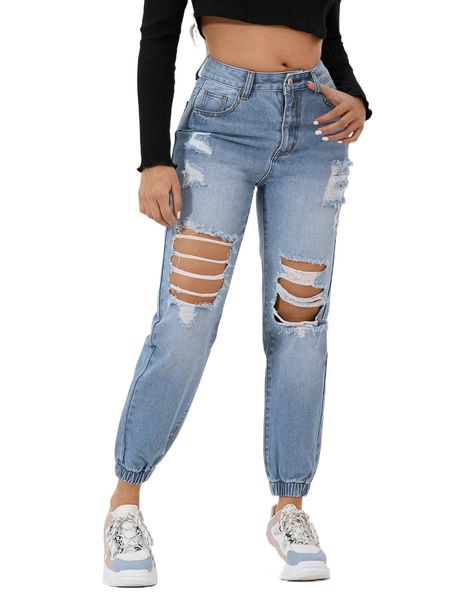 

petite ripped jogger jeans 97gc#, Blue