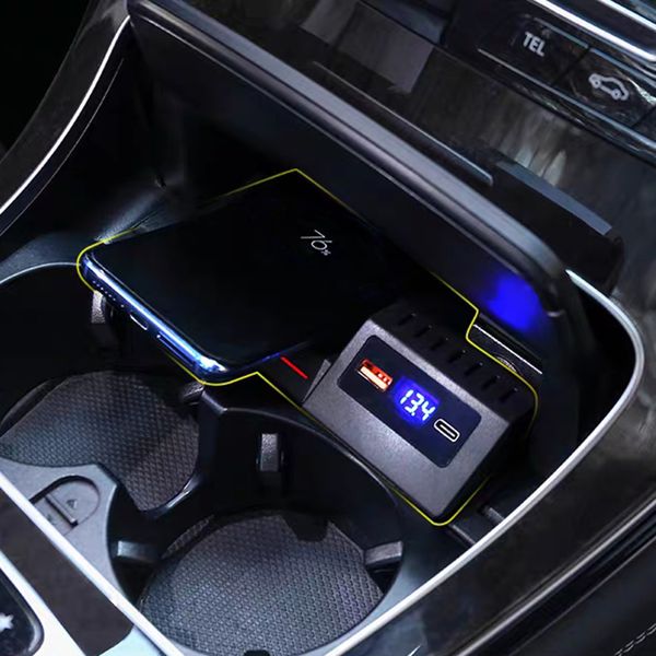 

15w car qi wireless charging phone charger charging case for mercedes benz w205 amg c43 c63 clg 43 glc 63 x253 glc c300 c200